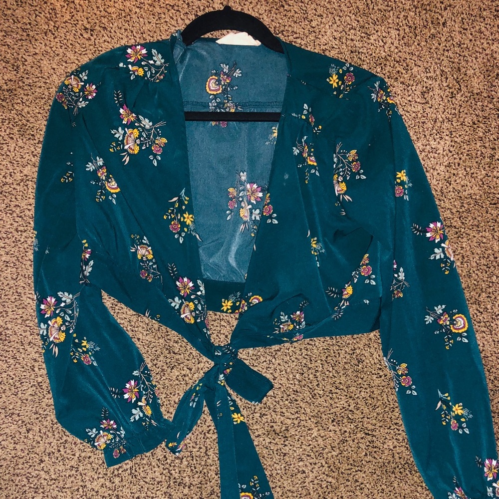 Green Flora Blouse NEVER WORN